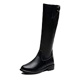 Damen Reitstiefel Herbst Winter Bequeme Runde Zehe Leder Wohnungen Schuhe Urban Fashion Kniehohe Stiefel für D