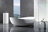 Freistehende Badewanne aus Mineralguss WAVE STONE weiß - 180 x 110 cm - Wählbar in Matt oder Hochglanz, Ausführung:M