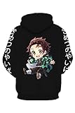 Demon Slayer Kamado Tanjirou Hoodie Cosplay Kostüm Kimetsu no Yaiba Kamado Nezuko Sweatshirt Pullover, Schwarz (B), L