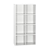 Meerveil Bücherregal mit 8 Fächer, Bücherschrank aus Holz, Aufbewahrungsschrank, weiß, 60 * 30 * 120