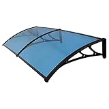 BSQT Türüberdachung Porch Shelter Blaue Blätter mit schwarzen Klammern Veranda Dachabdeckung Regen Schnee Markise Schatten Schutz Schutz (Size : 60cmx120cm/23.5x47in)