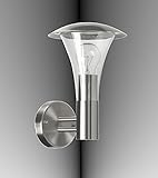 Trango 8000 IP44 Außenleuchte, Wandleuchte aus Edelstahl & Kunststoff mit E27 Fassung - Passend für alle LED Leuchtmittel Außenbeleuchtung, Außenwandleuchte, Außenlampe, G