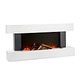 Klarstein Studio Light & Fire Elektrokamin - Kamin elektrisch mit 1000/2000W Leistung, Elektro Kamin mit LED-Flammen, Timer, Thermostat, MDF-Gehäuse, Fernbedienung, Light & Fire 1, weiß