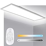 LED Panel Deckenleuchte 100x25 cm, 2700K - 6500K LED Deckenleuchte mit fernbedienung, 28W Dimmbar Flach Deckenlampe für Küche Wohnzimmer Büro, Helligkeit und Farbtemperatur Einstellb