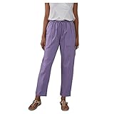 Dawwoti Baumwollleinenhose Elastic Waist Geerntete Hose Lose Dünne Frauen Hosen T