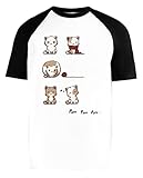 Weich Kätzchen Unisex Weiß Baseball T-Shirt Herren Damen Kurze Ärmel Short Sleeves XXXL