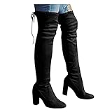 Xiangdanful Babyschuhe Lange Stiefel Damen Stiefel Damen Zip Up Oberschenkel Stiefel Schuhe Cowboystiefel Für Winter Overknee Stiefel Lange Stiefel Comfort Square Heels Schuhe Gerade Lang