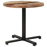 Festnight Bistrotisch Rund Relaxdays Gartentisch, Holz-Optik, runder Outdoortisch, Metall, robust, Balkontisch Gartenmöbel Set für Hof, Ø80x75 cm Altholz M