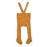 Unisex Baby Strumpfhose Warme Baumwolle Baby Kleinkind Säugling Hohe Taille Rippstrick Strapse Einteilige Leggings, Ginger Yellow, 2- 3 J