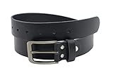 Nk Belt 3,5cm schwarzer Vollrindleder-/Jeansgürtel für Damen und Herren 80cm - 145 cm (115cm Gesamtlänge 125cm)