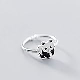 LYWZX Ringe Für Damen Verstellbar Netter Kleiner Panda, Der Justierbare Ringe Für Frauen 925 Sterlingsilber-Schmucksache-Pers5Onlichkeit-Parteimädchens Ringe-Resizable Ö