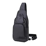 Umhängetaschen Herren Wasserdichte - Arctic Hunter Schultertasche sling rucksack für Spaziergang, Wandern, Radfahren, Bergsteigen, Reise，Schw