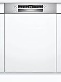Bosch SGI4HCS48E Serie 4 Geschirrspüler Teilintegriert, 60 cm breit, Besteckschublade, Silence Programm besonders leise, Extra Trocknen auf Knopfdruck, Rackmatic höhenverstellbarer Oberkorb
