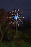 pille gartenwelt LED Windspiel Outdoor Gartenstecker Windrad mit Beleuchtung (Gemini) 130 cm hoch 36 cm D