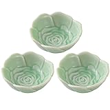 Dipschalen-Set Sojasauce Teller/Schalen Rose Keramik Dipping Bowls Mini Blume Form Sauce Gerichte Sushi Soja-Dipping Bowl Serving Würzen Teller für Sojasauce Ketchup BBQ Sauce Set von 3 Dip-Sauce S