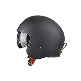 LIONCIANO Motorradhelm Mit Visier DOT/ECE Zertifiziert Jethelm Jet-Helm Roller-Helm Scooter-Helm Moped Mofa-Helm Chopper Retro Vespa Vintage Jethelme(Matt-schwarz, XL=59-60cm)
