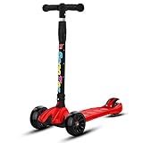 BANGNA Klappbar Roller Kinder, 3 Big Wheel Scooter Erwachsene Cityroller mit Doppelfederung, Tretroller für Kinder, Räder Roller für Kinder 2-16
