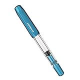 Moonman T1 Kolbenfüllfederhalter fein, blau, Aluminium, transparent, Acryl, große Tintenkapazität, Schreiben mit S