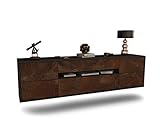 Dekati Lowboard Reno hängend (180x49x35cm) Korpus anthrazit matt - Front rostigen Industrie-Design - Push to Op