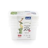 Rotho Domino 4er-Set Gefrierdosen 0,75l mit beschreibbarem Motiv auf dem Deckel, Kunststoff (PP) BPA-frei, weiss, 4 x 0,75l (15,7 x 11,8 x 7,5 cm)