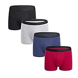 GENGG Boxershorts Herren 4er Pack Microfaser Retroshorts Atmungsaktiv Baumwolle Unterwäsche Unterhosen Hipster Bequem Herrenunterhose Einfarbig Seamless U