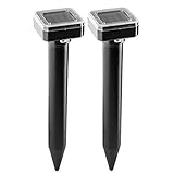 LEIPING 2 X Stück Ultrasonic Maulwurfabwehr, Solar Tiervertreiber Maulwurffalle Hundeschreck, Maulwurfschreck, Maulwurfbekämpfung, Wühlmausschreck