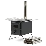 CampFeuer Zeltofen | 54 x 40 x 259,5 cm | schwarz | Tragbarer Holzofen für Camping, Outdoor, Zelt | Zeltheizung Camping, Zeltofen Holz, Tent Stove, Zelt Ofen O