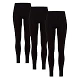 HEATEX Damen Thermo Leggings mit Fleece Blickdicht (3 Pack) Schwarz 44-46 (XXL)