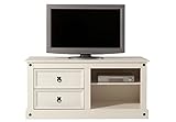 ADHW Fernsehschrank Holz TV- Bank Lowboard Fernsehtisch Fernsehschrank TV- Tisch Kiefer massiv 120x57 cm (Color : Weiß lackiert)