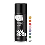 CL COSMOS LAC Sprühlack schwarz, matt - Spraydosen Sprühfarbe DIY Lack Acryllack Spray Farbspray Sprühdose Lackspray Farbe für Kunststoff, Metall, UVM. (RAL 9005 - schwarz matt)