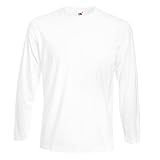 Fruit of the Loom Herren Super Premium Langarm T-Shirt (M) (Weiß)