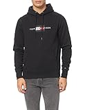 Tommy Hilfiger Herren Lines Hilfiger Hoody Kapuzenpullover, Schwarz, XL