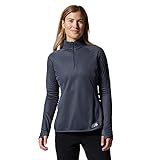 Mountain Hardwear Damen AirMesh 1/4 Zip Wanderhemd, blau, schiefergrau, M