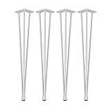 4x Natural Goods Berlin Hairpin Legs Adjustable | Tischbeine Höhenverstellbar | 12mm Stahl | Esstisch, Schreibtisch, Tischgestell, Tischkufen DIY (71cm - 3 Streben - Esstisch, Weiß)