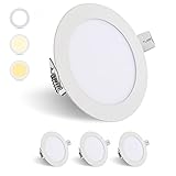 Lospitch LED Einbaustrahler Flach 9w LED Spot 3er Set Einbauleuchten IP44 Dimmbar Farbwechsel 3200k-6500k 765-810lm für Wohnzimmer, Badezimmer, Bü