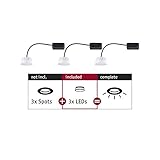 Paulmann 92472 LED Einbauleuchte Modul Coin Choose 3er Set Warmweiß 470lm 51mm rund 3x6 Watt Satin Kunststoff 2700K, 18 W