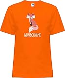 Kleckerliese Baby Kinder T-Shirt Kurzarm Sprüche Jungen Mädchen Shirt Nicki mit Motiv Tiere Fuchs Wunschname, Orange, 0 J