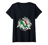 Damen Italien Fußball Italienische Nationalflagge Football Lovers T-Shirt mit V