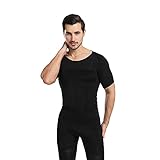 gth Second&Skin Men's Short-Sleeved Shapewear,Seamless Compression Sports T-Shirt, Ultra-Thin Quick-Drying Clothes Tummy Control Undershirt Suitable for Sports and Fitness Gym-Black_M