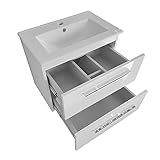 Waschtichsunterschrank 50 cm 60 cm 80 cm Breit Sizilien Waschbecken mit Unterschrank 2-Schubladen Keramikwaschbecken Modern Badmöbel (Weiß, 60 cm)