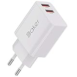 Baker 24W Dual 2 USB Handy Netzteil Wand Schnellladegerät für Phone, Pad, Samsung Galaxy, Nexus, HTC, Motorola, LG und viele mehr (Weiß)