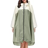 Zilosconcy Regenjacke Herren Fahrrad Damen Patchwork 100% Wasserdicht Atmungsaktiv Leicht Regencape Fahrrad Lang Zum Wandern, Reiten, Outdoor Regenschutz Wiederverwendbar mit T