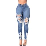 Huntrly Mode Hohe Taille Lässige Frauen Jeans Stretch Wash Sexy Bleistifthosen Bequemes Temperament Klassische Reißverschlussknöpfe XL