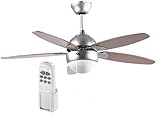 Sichler Haushaltsgeräte Lampe mit Ventilator: Deckenventilator VT-597 m. Holzflügeln, Beleuchtung, Fernbed, Ø 92 cm (Deckenventilator mit Licht)