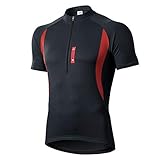 MEETWEE Herren Radtrikot Fahrradtrikot Kurzarm, Fahrradbekleidung Fahrrad Trikot T Shirt für Männer, Atmungsaktive Cycling Jersey Schnell Trocknen Radsport Bekleidung, Schwarz, XL