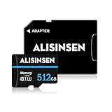 Micro SD Karte 512GB TF Speicherkarte Klasse 10 SD Speicherkarte 512GB für Nintendo Switch High Speed mit einer SD Karte für Android Smartphone Digitalkamera Tablet und D