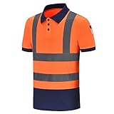 Warnschutz Polo T-Shirt Warnschutzshirt Warnshirt Warnschutz Arbeitskleidung (XS, Orange, x_s)