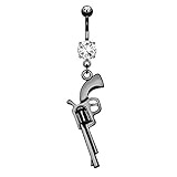 Taffstyle Bauchnabelpiercing Chirurgenstahl Stab Piercing Bauch Bauchnabel Stecker Kugel Pistole Revolver Anhänger mit G