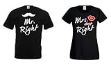 PartnerT-Shirt Mr.Right & Mrs. Always Right Mister Misses King Queen - Herren T-Shirt Schwarz XXL
