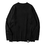 DOBEI Herren Strickhemd Langarm Rundkragen Einfarbig Loose Fit Sweatshirt Pullover Pulli Sweater Herrenhemden Herbst Winter Casual Baumwolle Freizeithemd Langarmshirts Unterhemd U